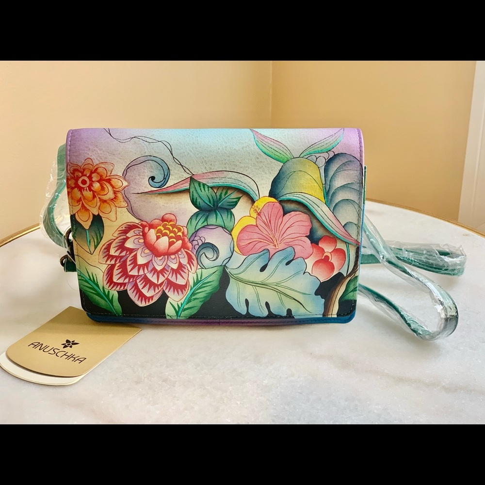 Anuschka Hand-Painted Leather Crossbody Organizer